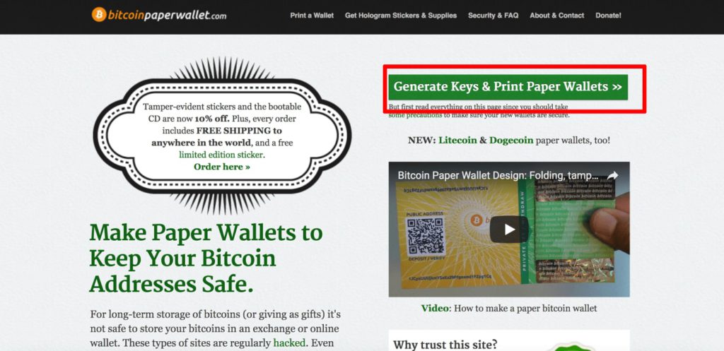 Générez votre paper wallet sur bitcoin paper wallet